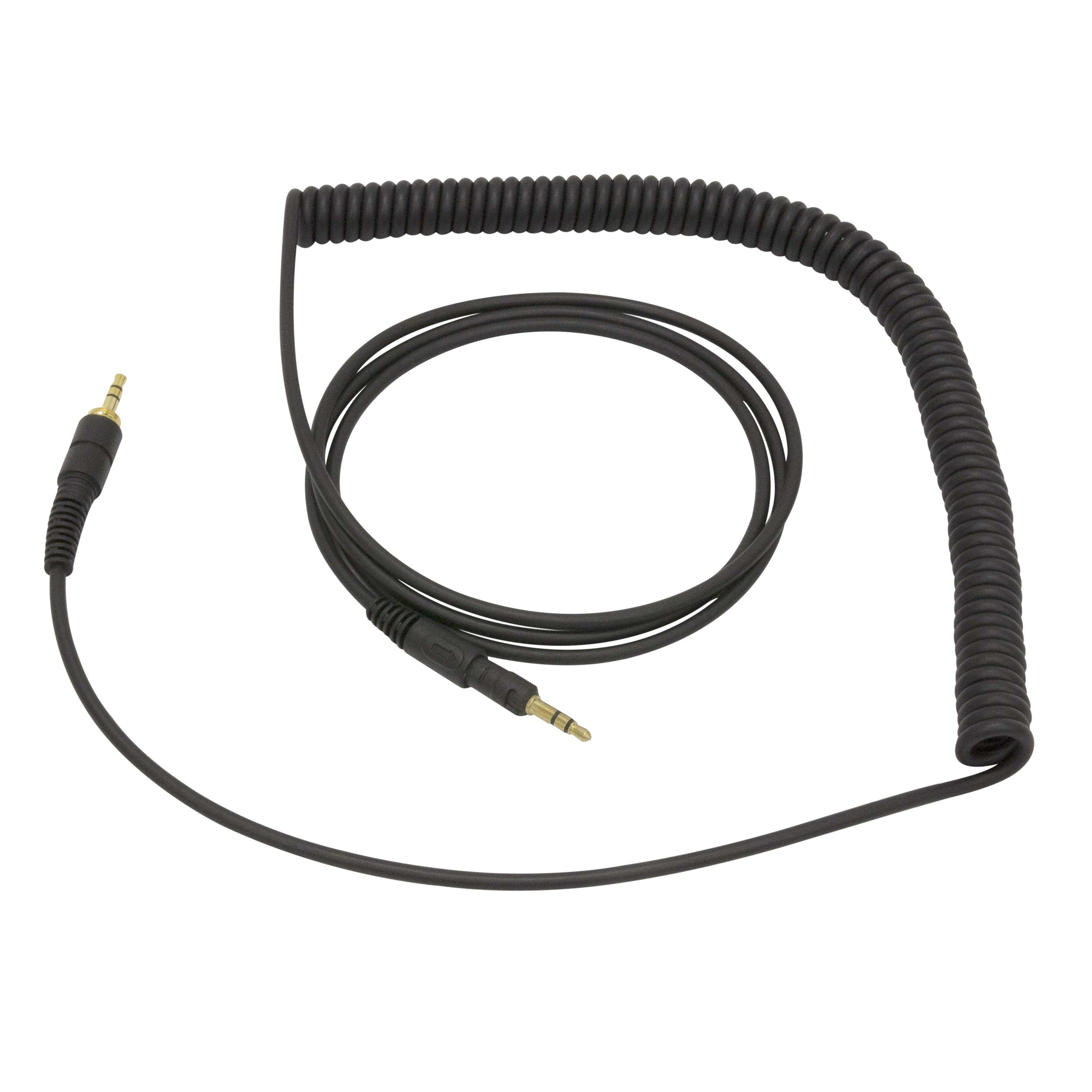 Coiled audio cable compatible with Eikon Professional Closed Back Headphones H1000 by EIKON, black with gold connectors