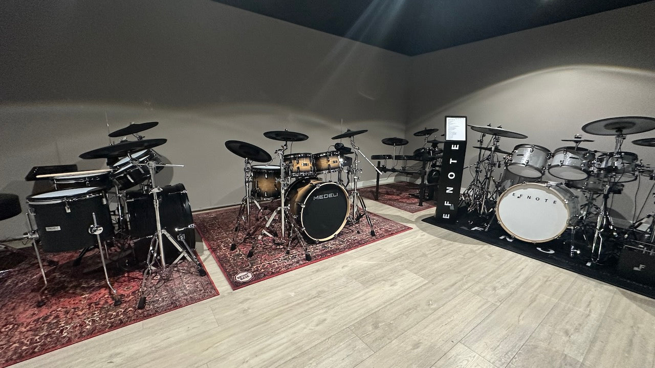 Vybe Drums Showroom with drumkits from EFNote, Medeli, NUX and Lemon