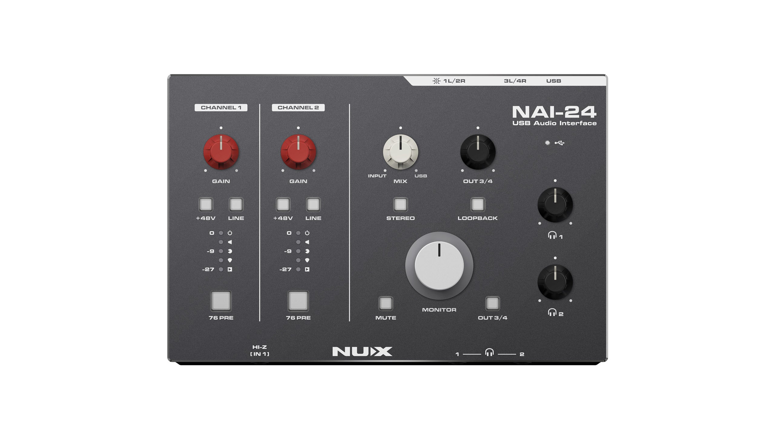 NUX NAI-24 USB Audio Interface front