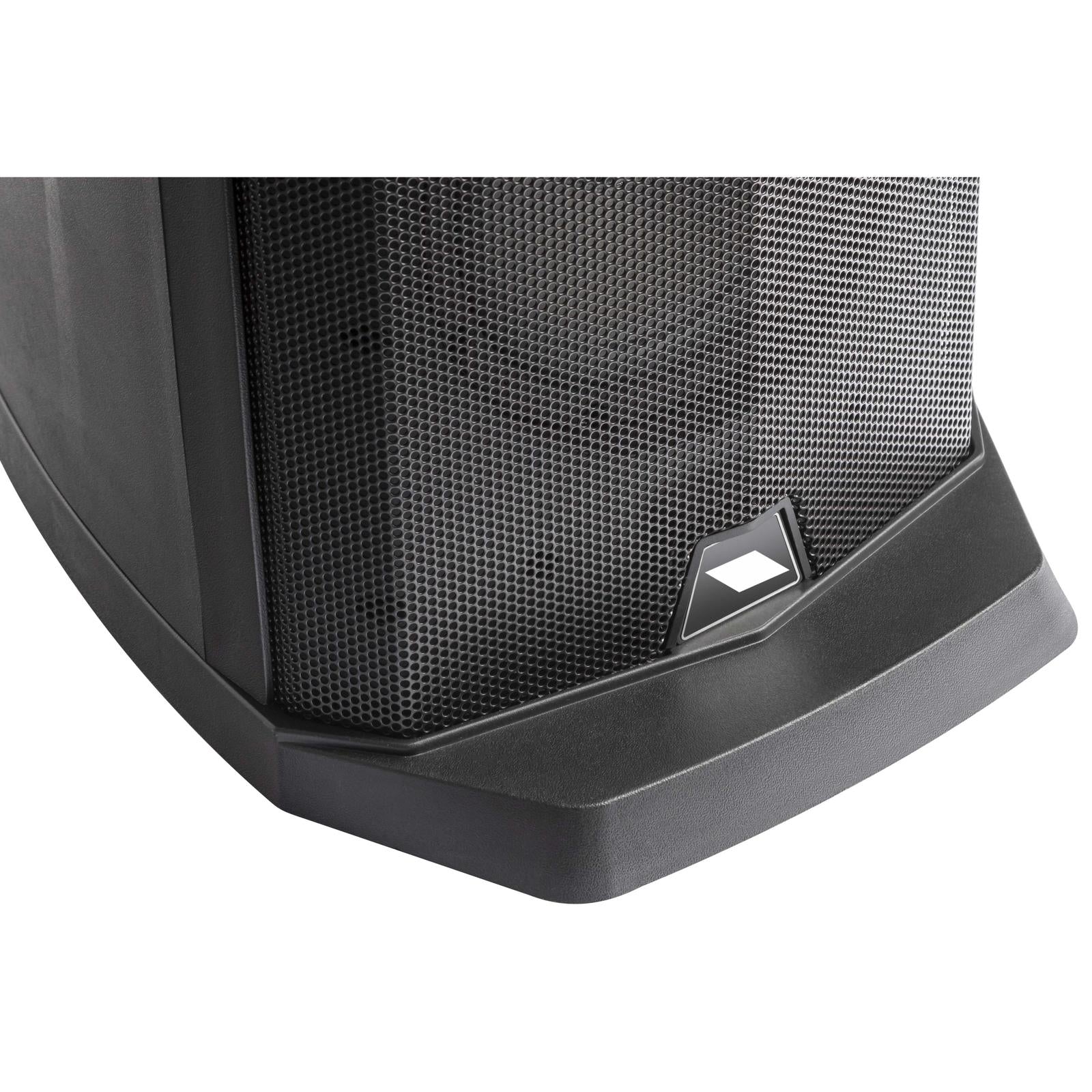 Close-up of speaker grille and base on Proel Session 1 - 400 watt Pro audio PA set by Proel.