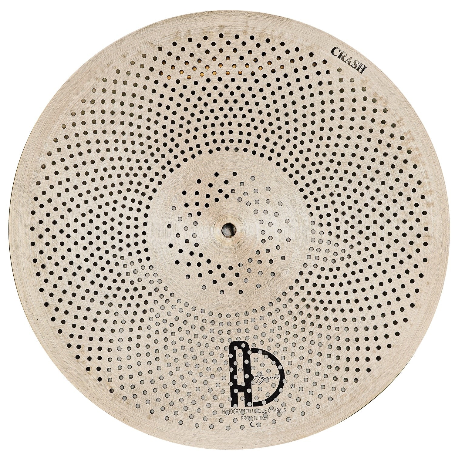 Agean R-Series Flat - Silent cymbal - 16" Crash with perforated design for quiet practice and electronic drums compatibility.
