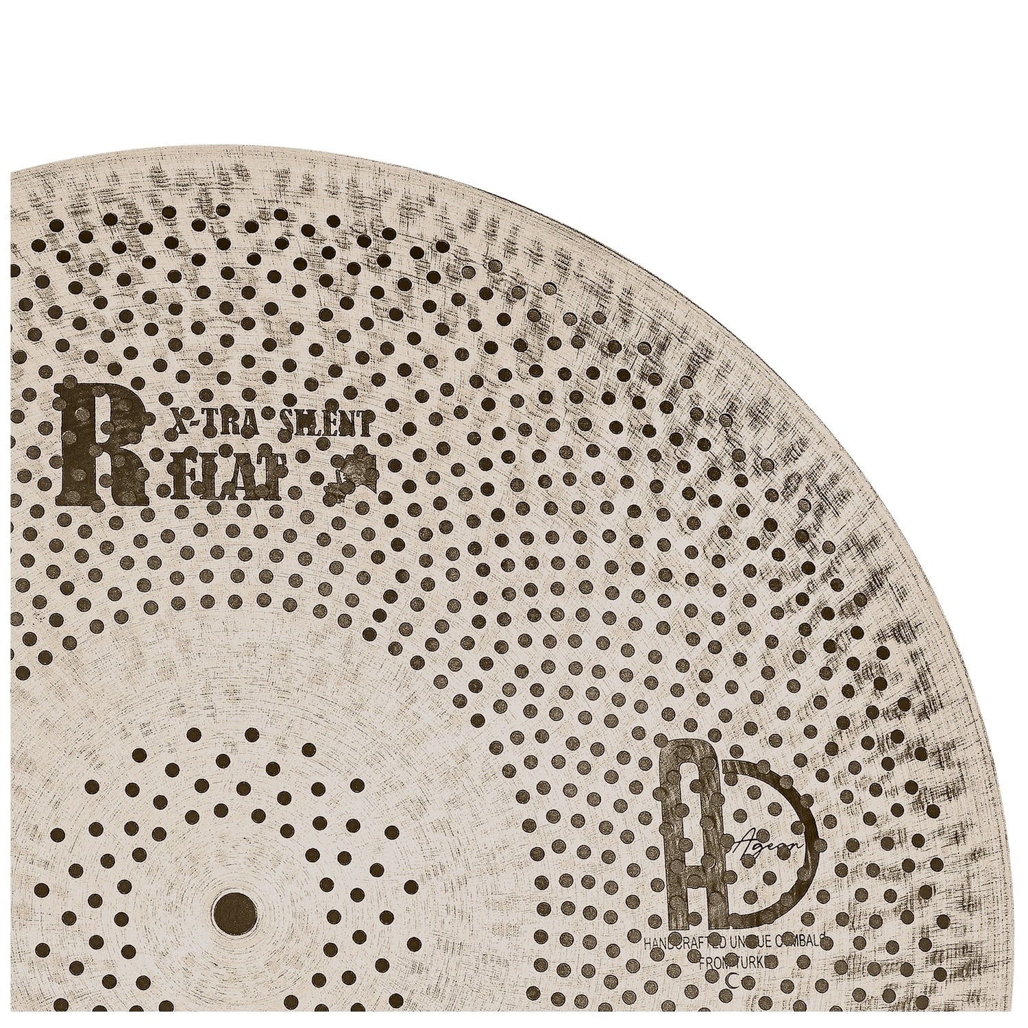 Agean R-Series Flat - Silent cymbal - 20" Ride designed for quiet practice with perforated, flat surface and muted tone.