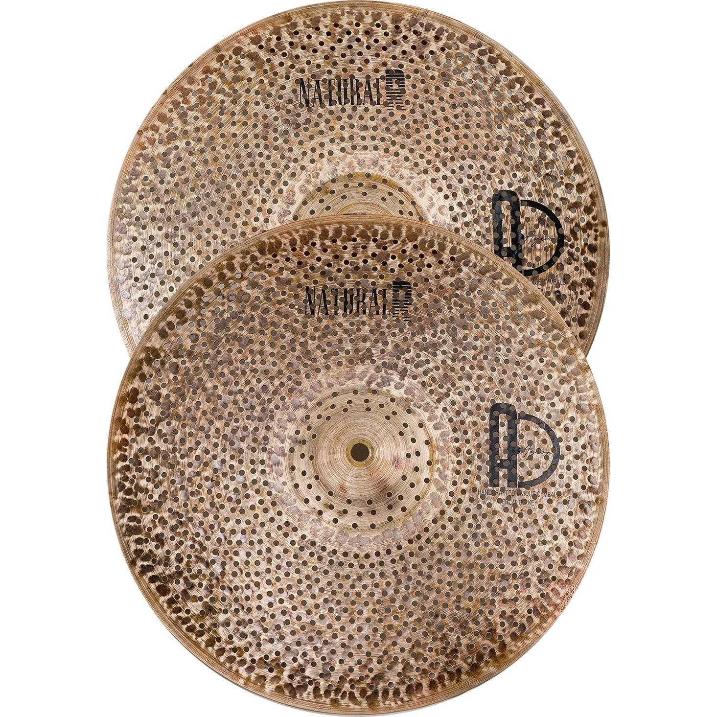 Agean R-Series Natural - Silent cymbal - 14" Hihat showing textured hammered surface and natural finish cymbals by Agean