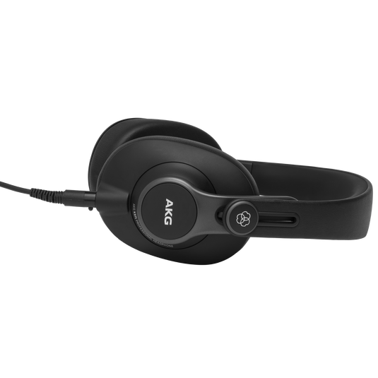 AKG K371 Over-ear, closed-back, foldable studio headphones in black with oval ear cups and adjustable headband design.