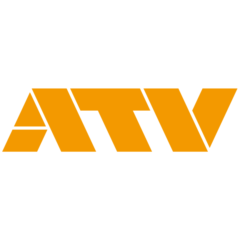 ATV logo in orange, representing the brand of the ATV aDrums Artist Series aD-C16 16 inch crash-ride cymbal product