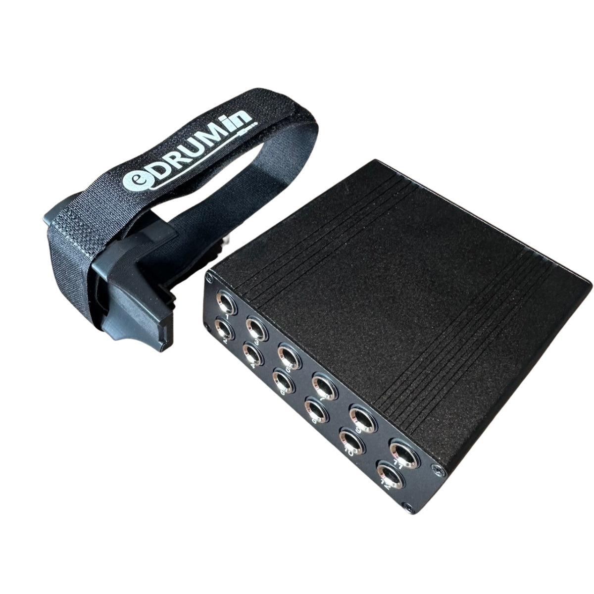 Audiofront eDRUMin 12 E-Drum-to-MIDI-Interface - Pre-Owned with black mounting cable strap and 12 input ports.