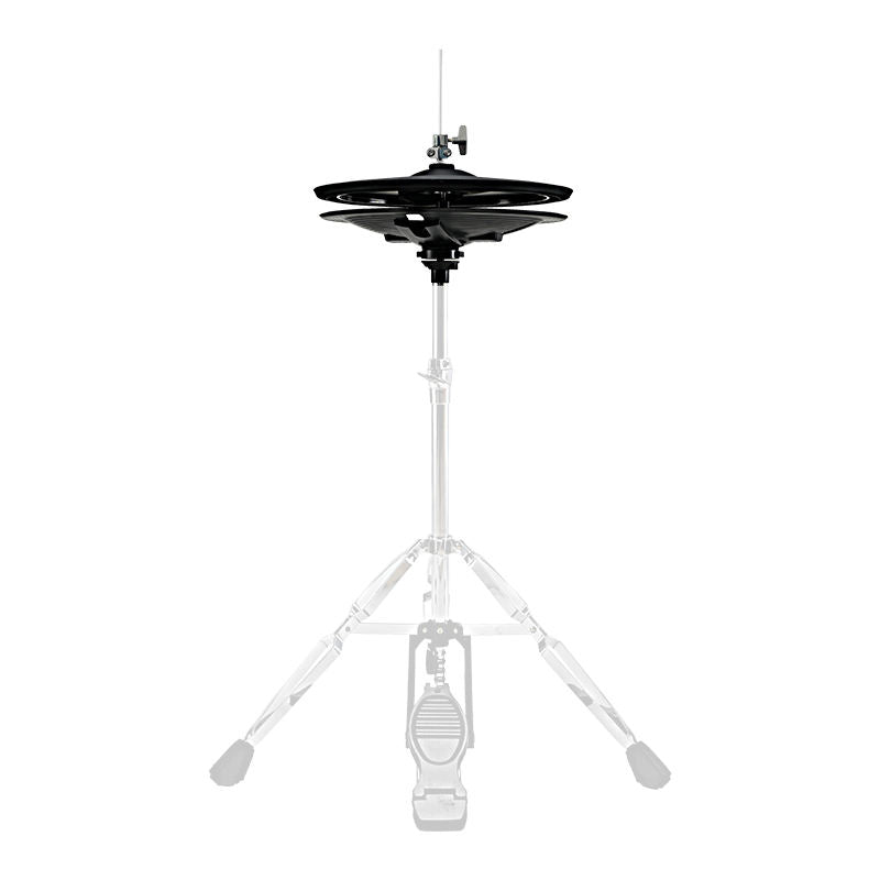 Lemon 14 inch 2-piece hihat set mounted on a stand with a black realistic acoustic-style finish