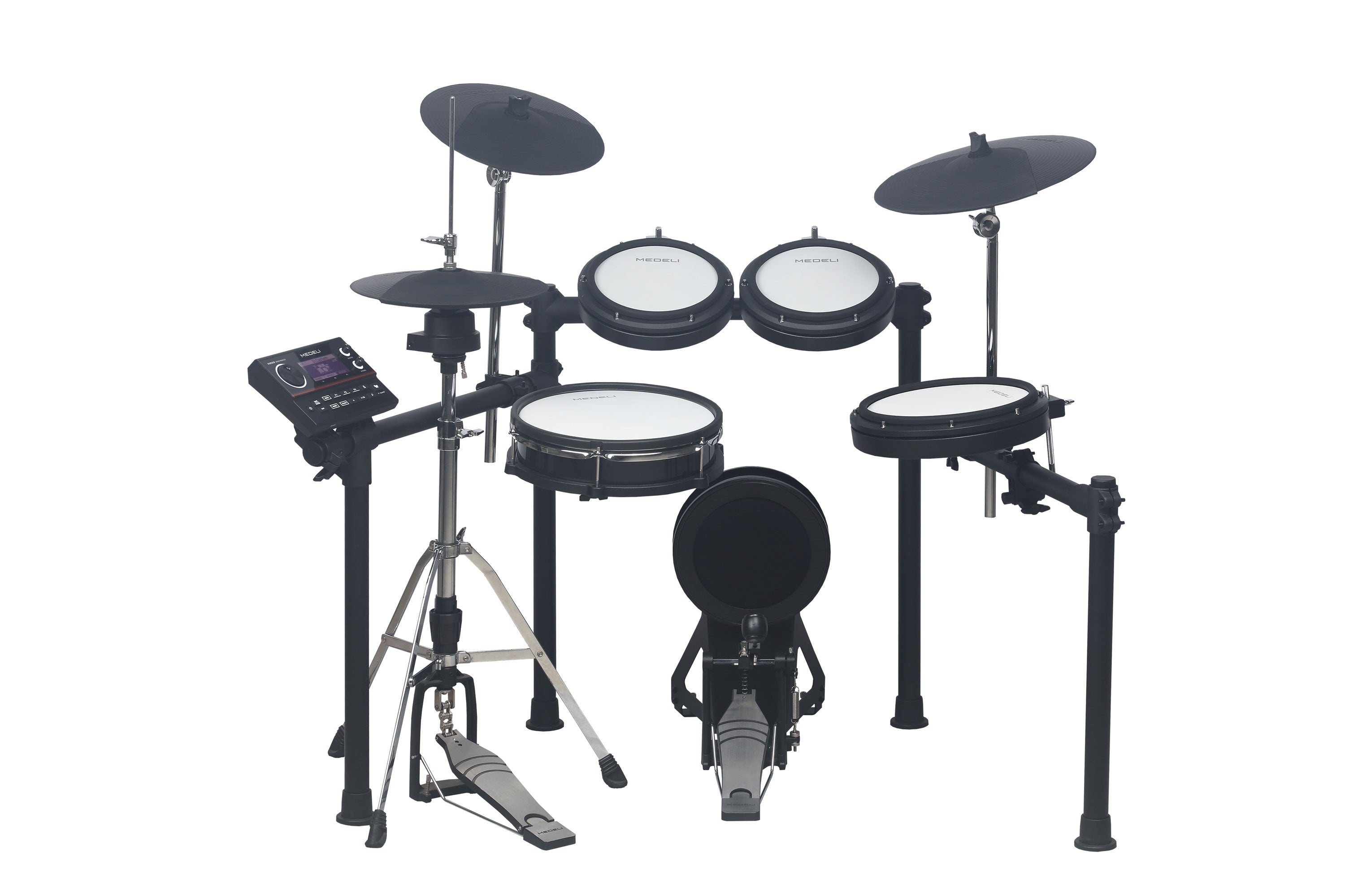 Medeli MZ538 electronic drum kit with mesh pads, full kit front view