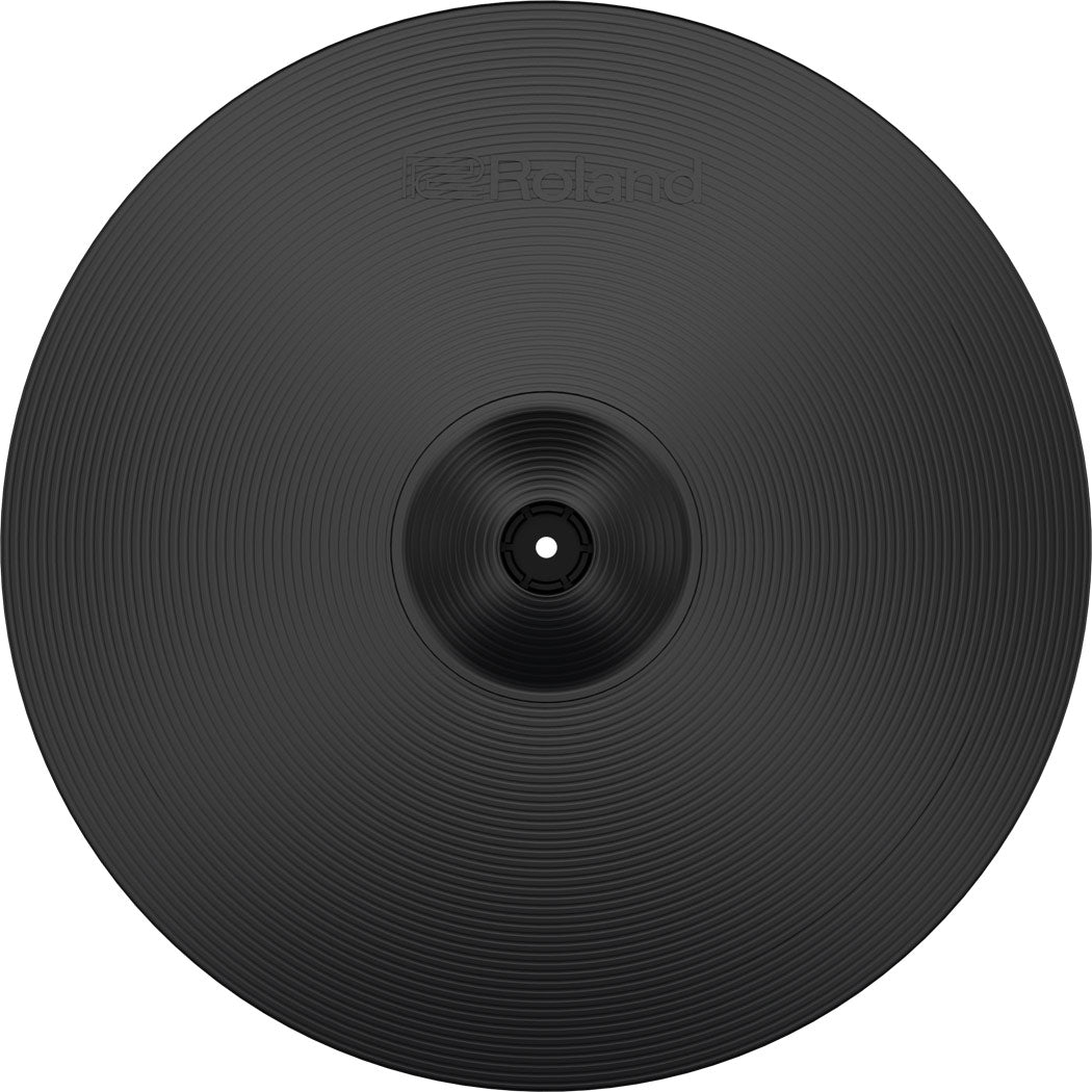 Roland CY-18DR 18-inch digital ride cymbal, top view with bow, bell and edge zones