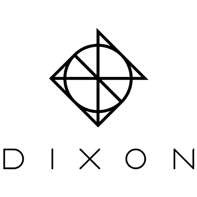 Dixon 2-ply 6" Black Mesh Head logo featuring a geometric abstract symbol above the brand name Dixon.