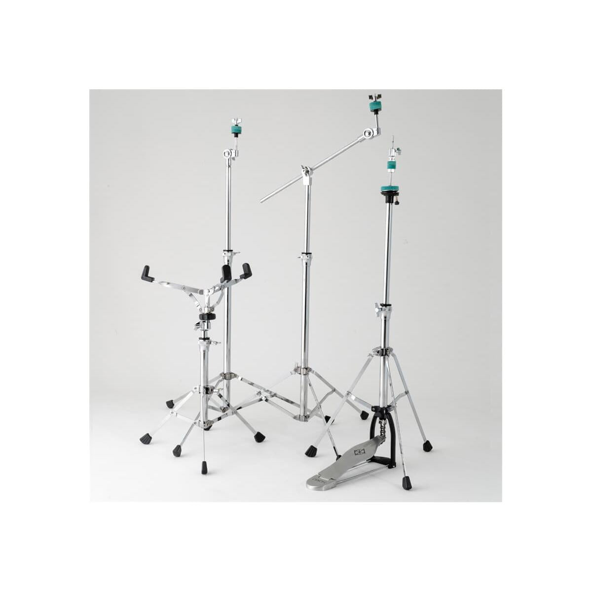 Dixon P-CP0SQBPK P0S Hardware Pack 4pc. (Blue Felts) includes stands with blue felt accents for drum setup.