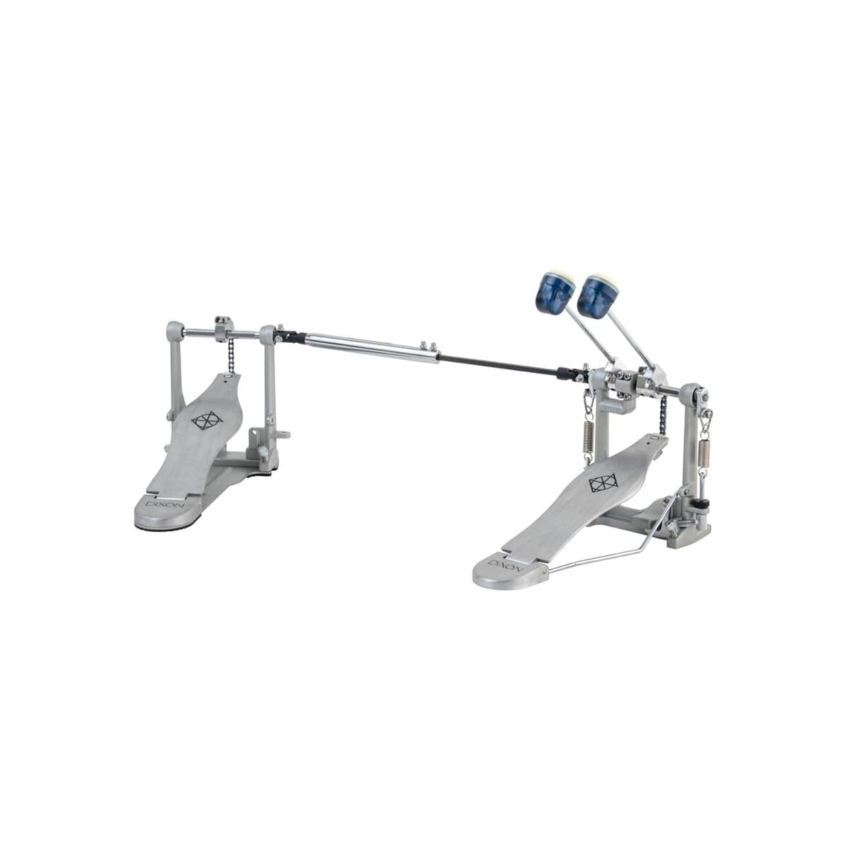DIXON PP-P1D Double Bass Drum Pedal Single Chain Drive with blue dual surface beaters by Dixon