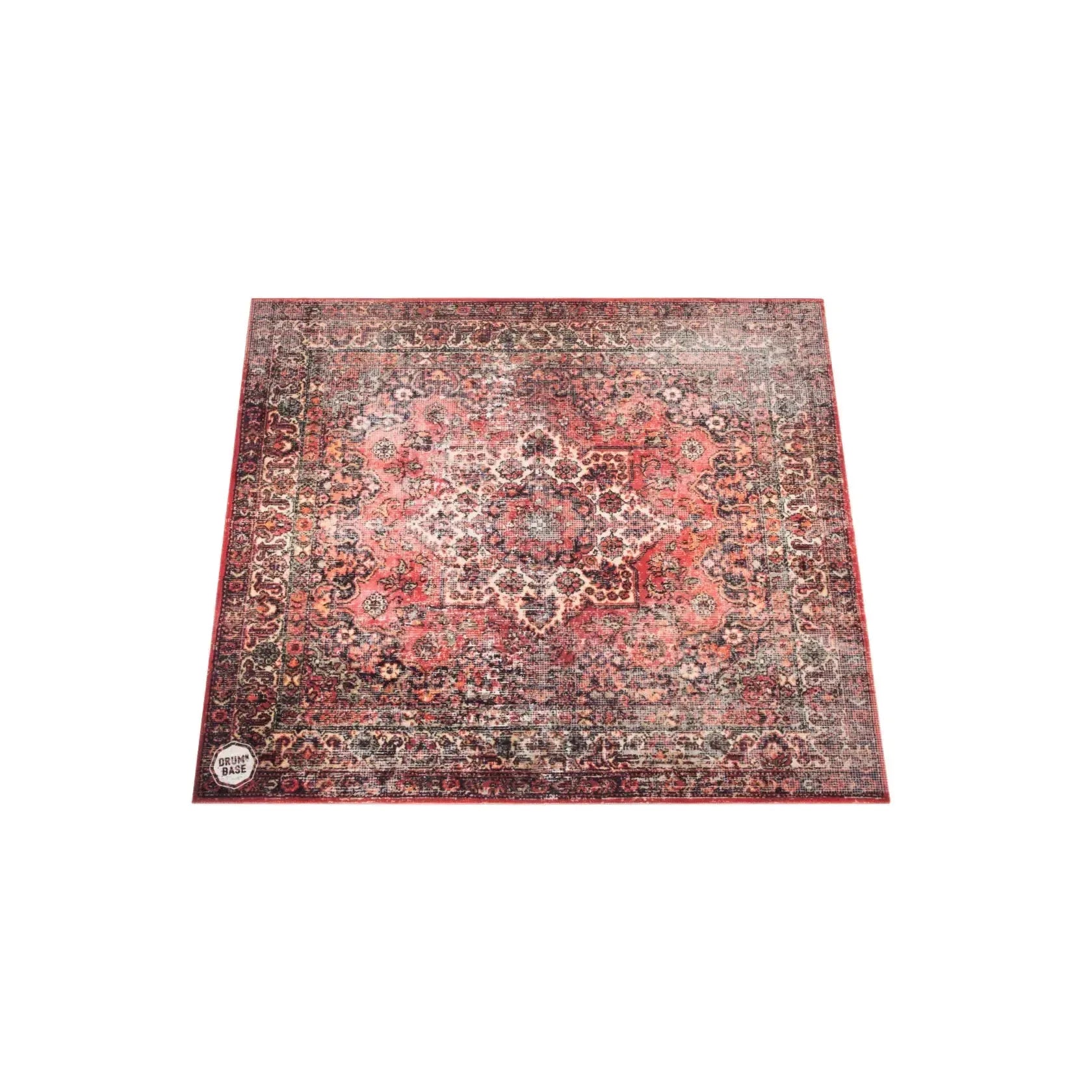 DRUMnBASE Sound STAGE 150×130cm Persian Worn Red Vibration Isolation carpet with textured Persian worn red pattern.