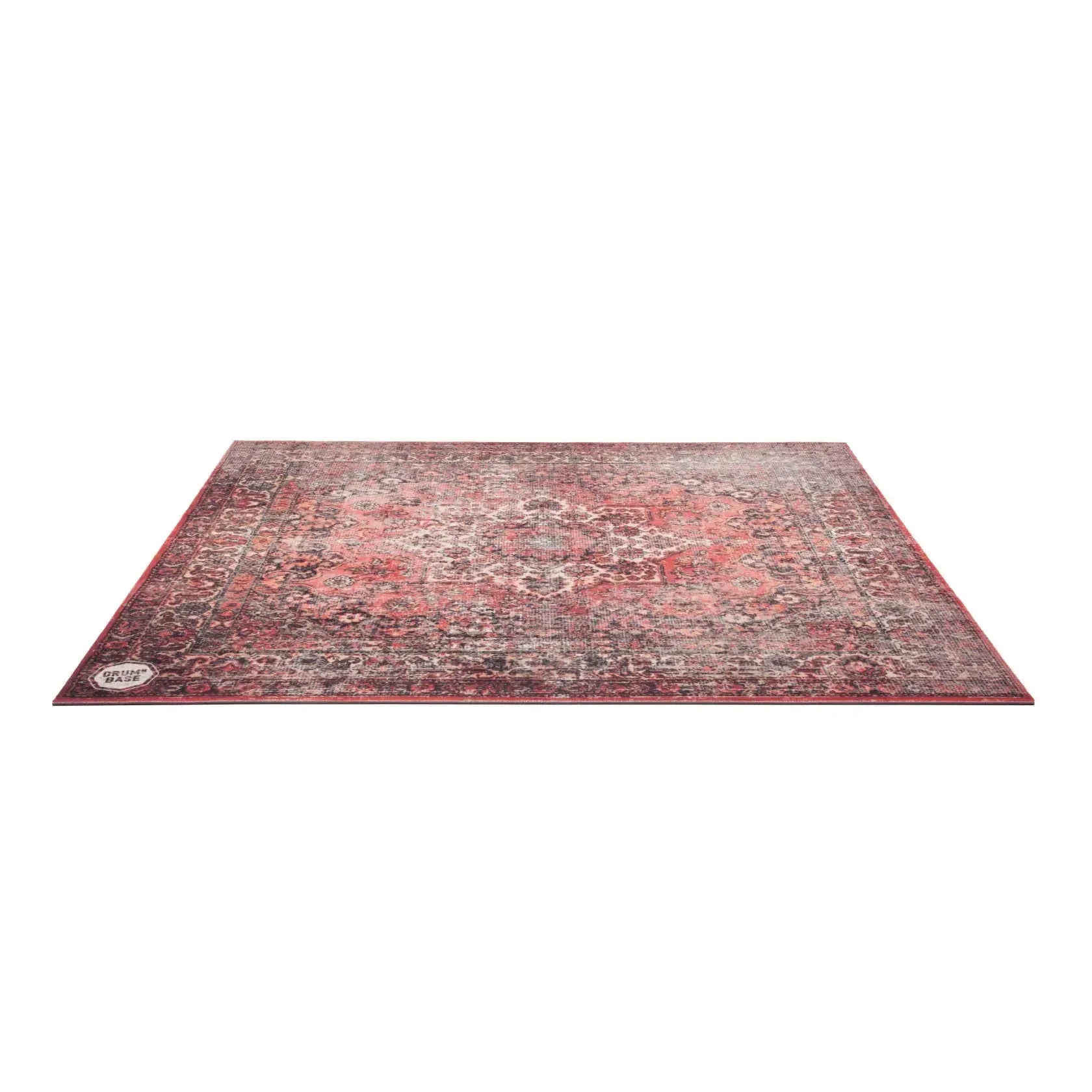 DRUMnBASE Sound STAGE 150×130cm Persian Worn Red Vibration Isolation carpet with richly textured Persian pattern