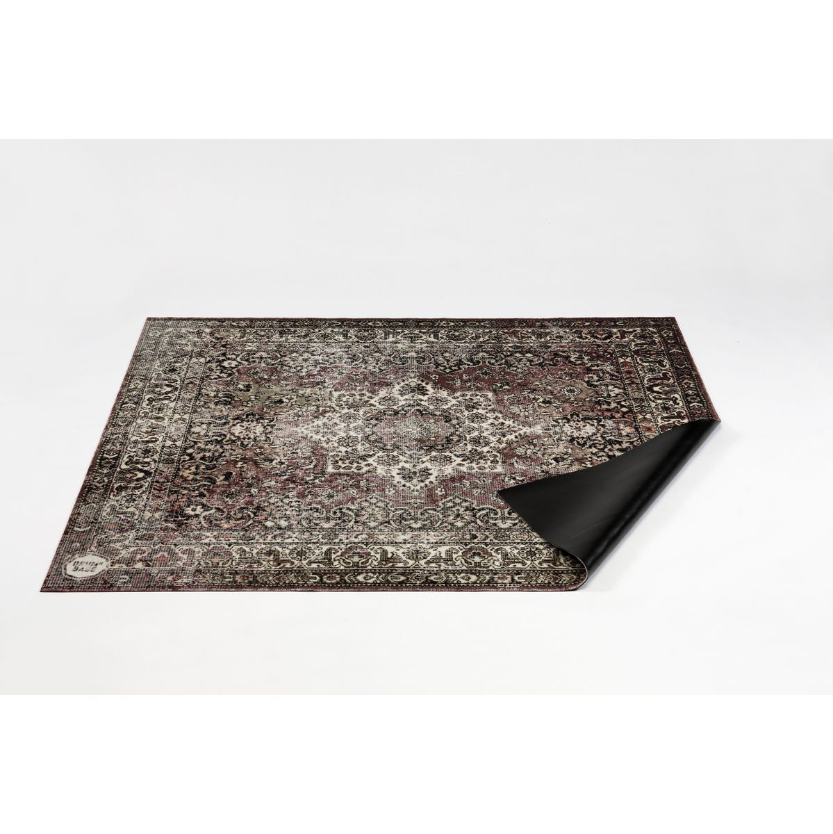 DRUMnBASE Vintage Persian Club Series Classic Worn 165x142cm drum carpet in worn red with classic Persian rug design by DRUMnBASE