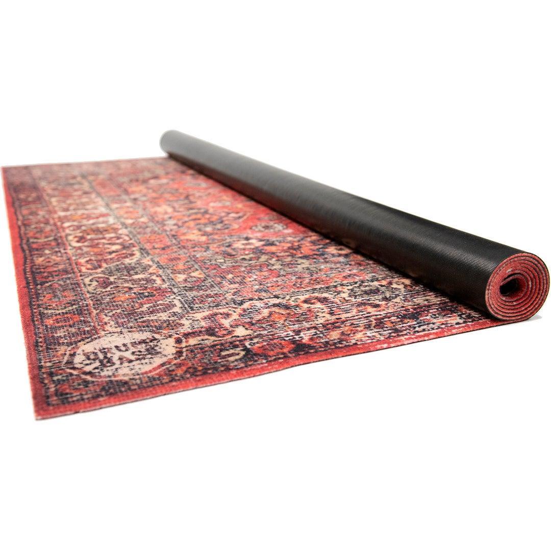 DRUMnBASE Vintage Persian Club Series Original Red 185x160cm durable red Persian-style drum mat with black backing