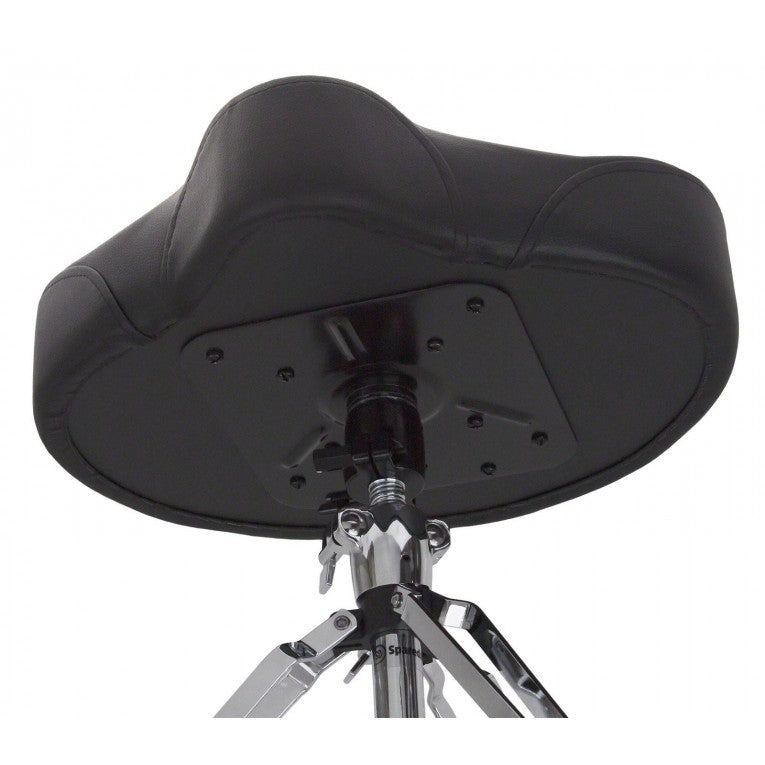 SpareDrum Pro Drum Throne Saddle shaped DTHS1 with threaded height adjustment and double-braced chrome legs