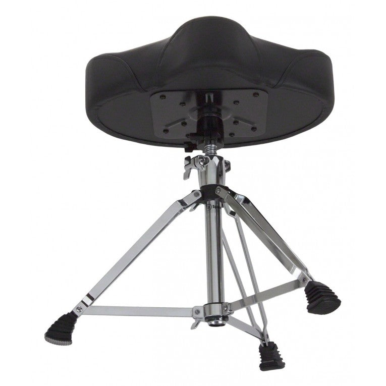 SpareDrum Pro Drum Throne Saddle shaped DTHS1 with natural leg position and double-braced chrome legs for stability