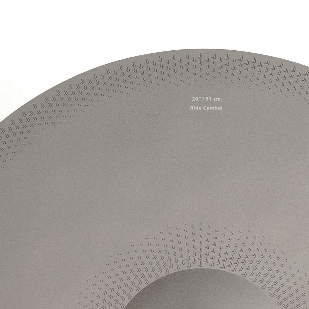 Close-up of the 20-inch ride cymbal on the EFNOTE 7X e-drum set by EFNOTE, showing intricate texture details.