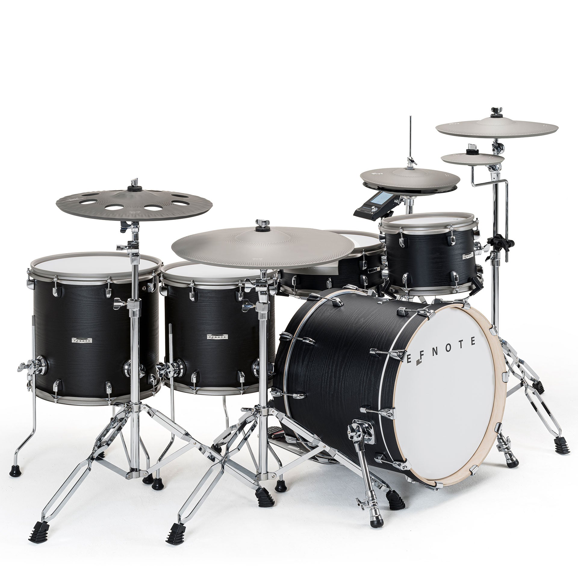 EFNOTE 7X e-drum set by EFNOTE featuring a full five-piece black electronic drum kit with cymbals and hardware