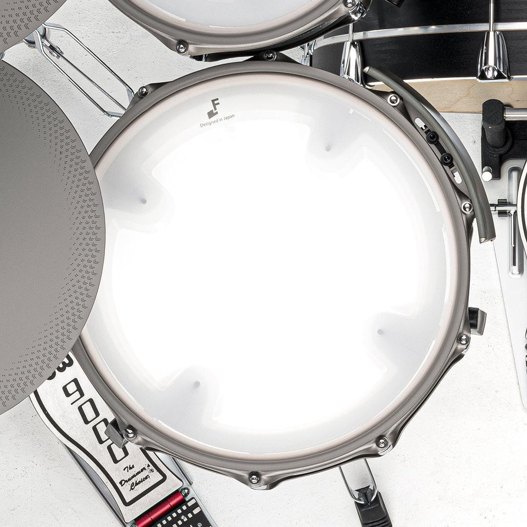 Close-up of EFNOTE 7X e-drum set snare drum with sensor pads and hardware by EFNOTE brand.