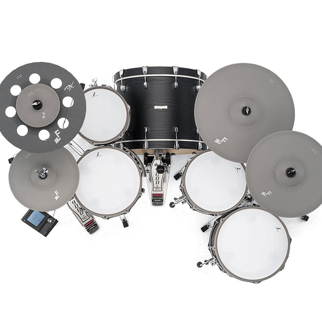 Top view of EFNOTE 7X e-drum set electronic drum kit with multiple cymbals and drum pads by EFNOTE