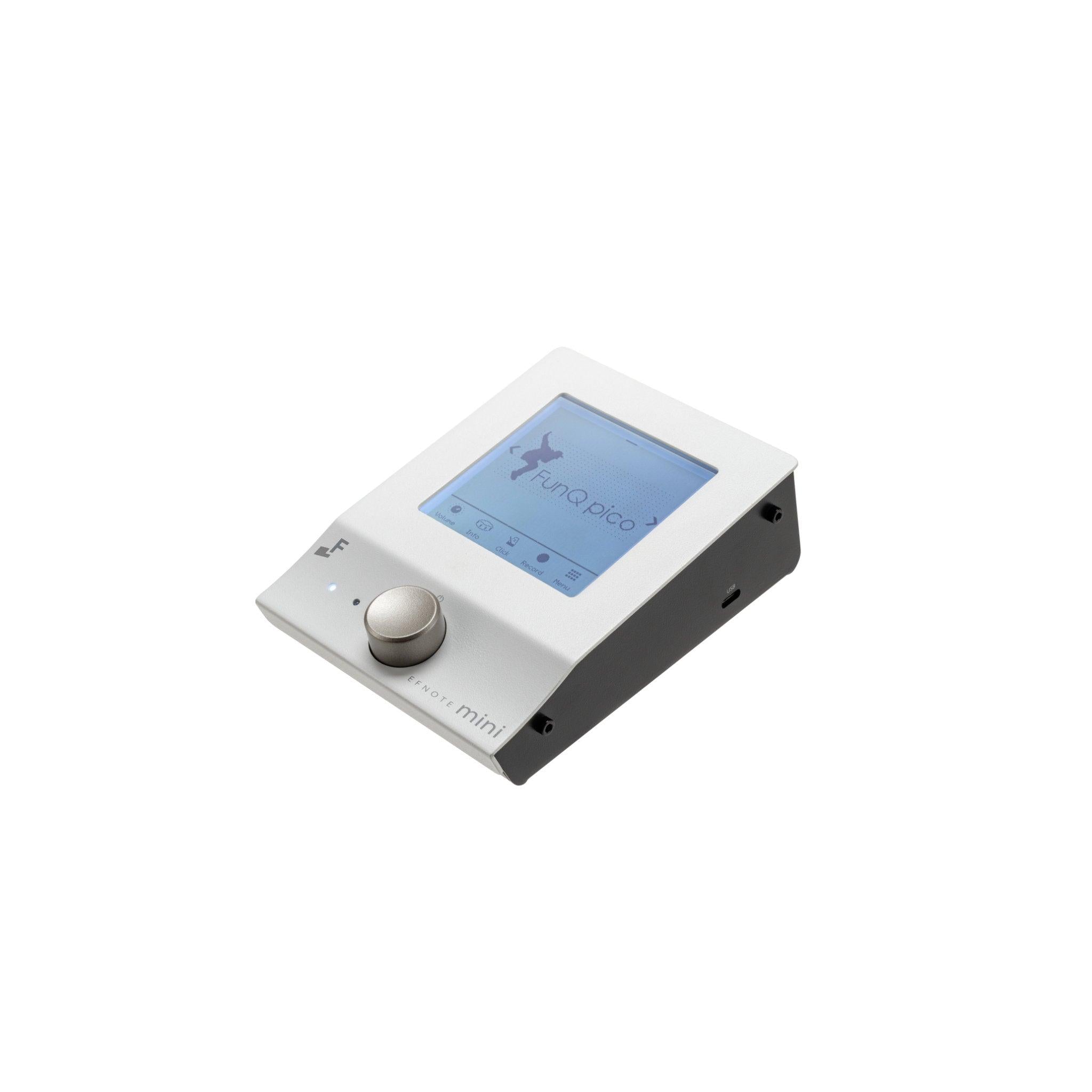 EFNOTE mini electronic drumset module with digital screen and control knob in a compact white design by EFNOTE