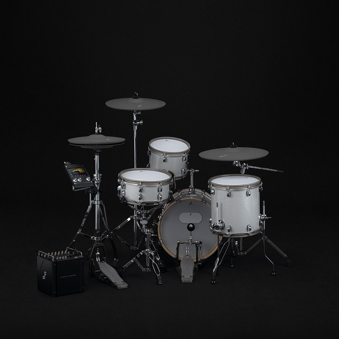 EFNOTE PRO 500 Standard Set electronic drum kit with white shells and professional stage power amplifier by EFNOTE