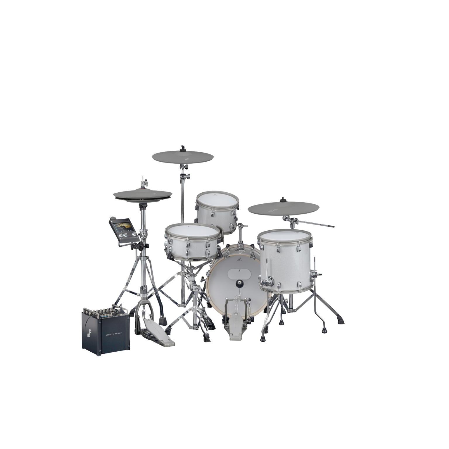 EFNOTE PRO 500 Standard Set electronic drum kit in white with cymbals and amplifier by EFNOTE