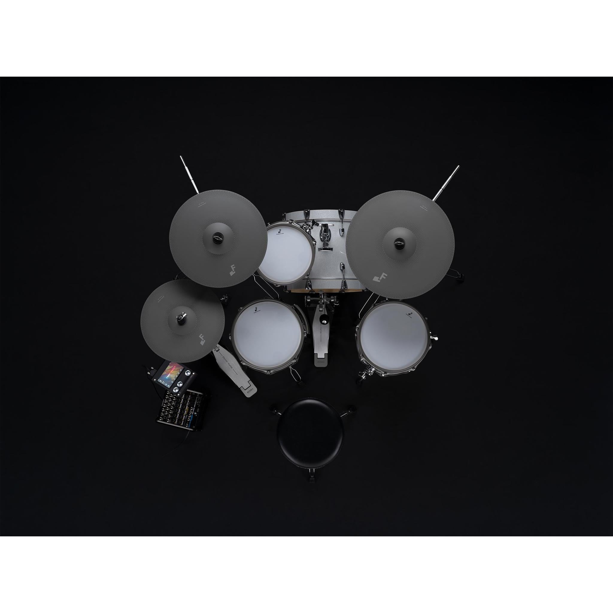EFNOTE PRO 500 Standard Set electronic drum kit with cymbals and control module on a black background