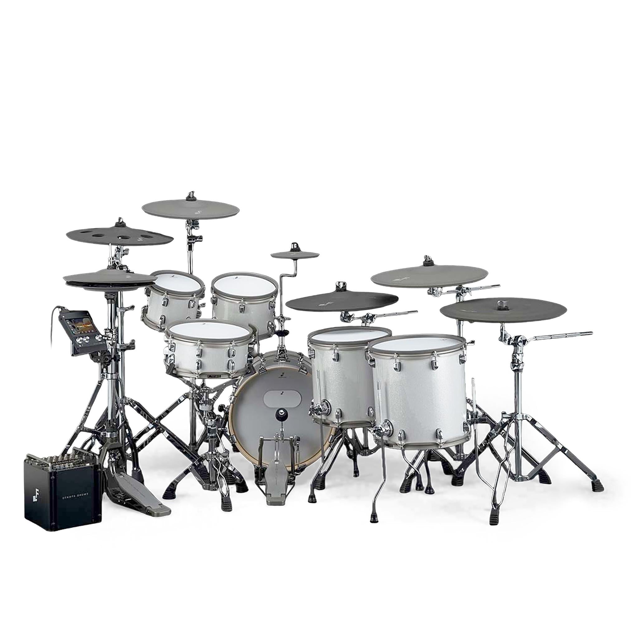 EFNote PRO 506 Progressive Set electronic drum kit with white drums and black cymbals by EFNOTE