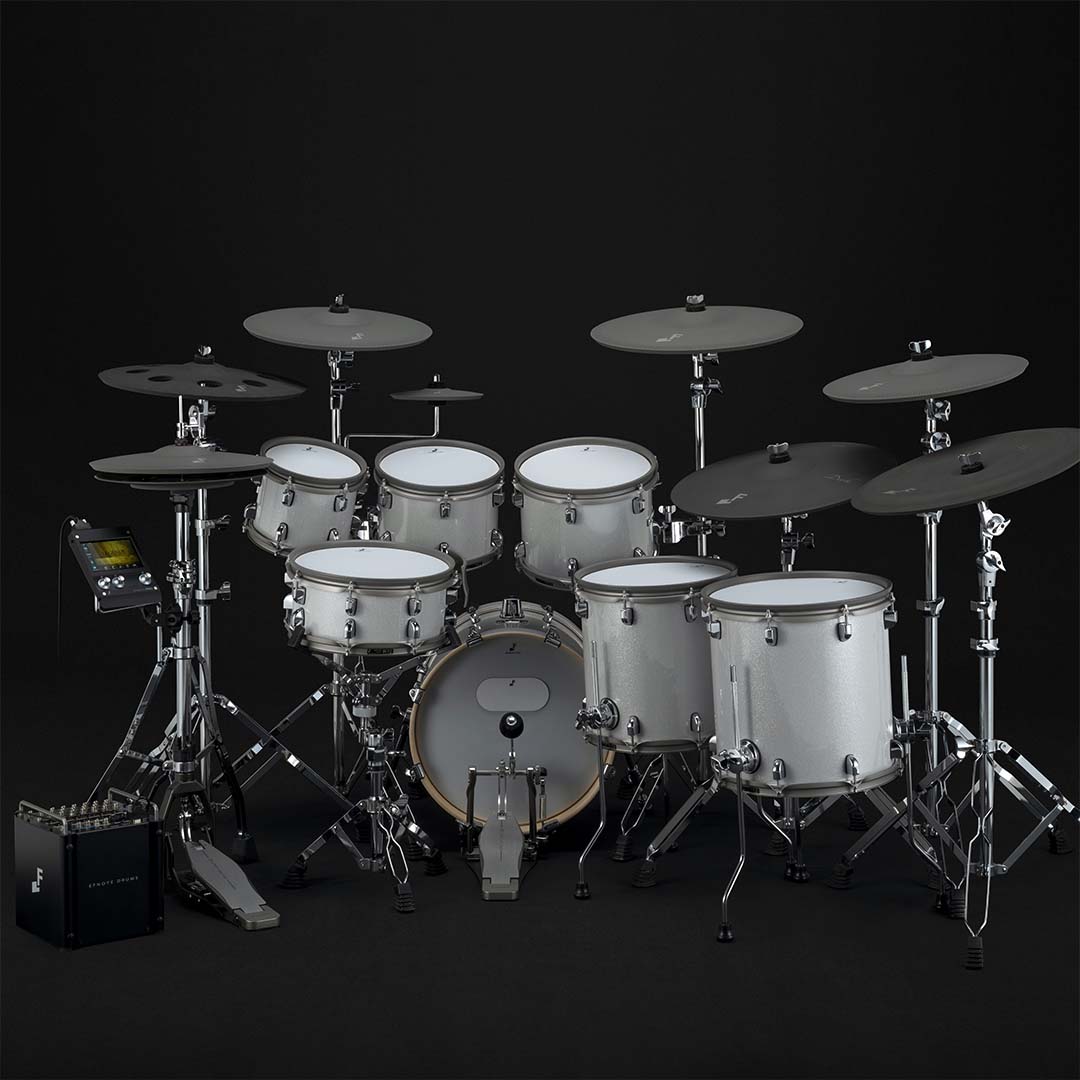 EFNote PRO 507 Complete Set electronic drum kit in white with cymbals and amplifier by EFNOTE brand