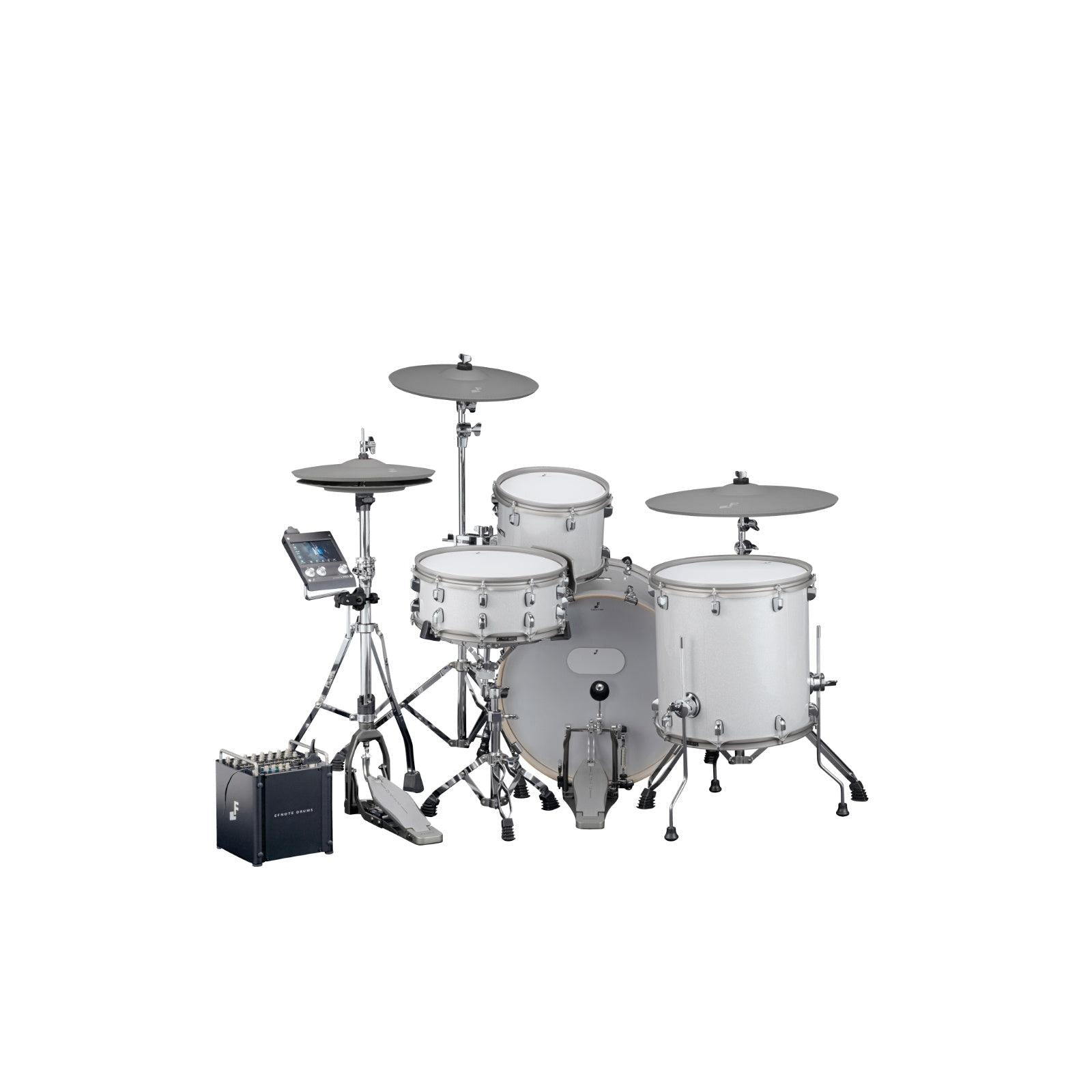 EFNote PRO 700 Standard Set electronic drum kit with white full-size pads and advanced natural acoustic feel by EFNOTE.