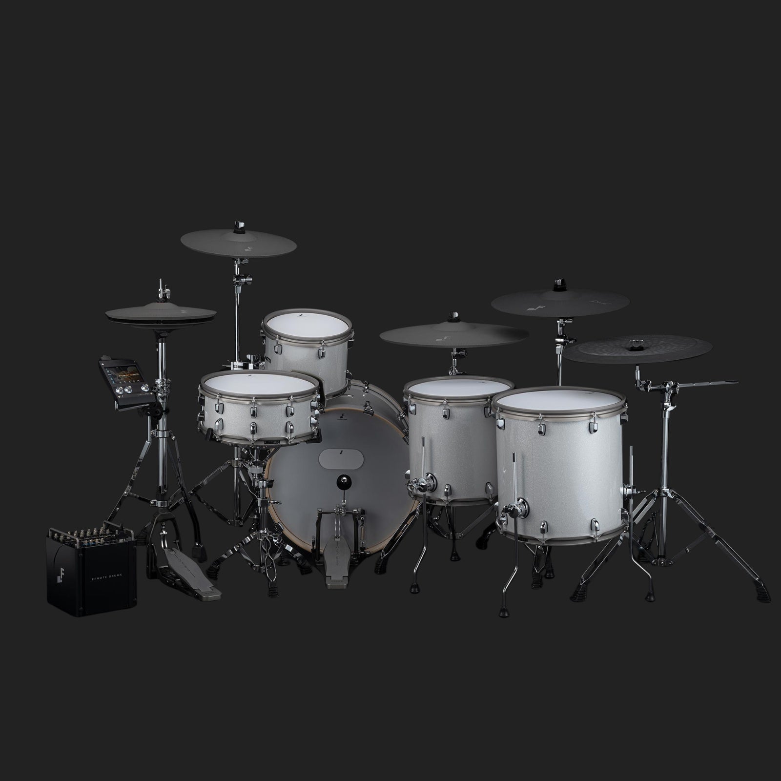 EFNote Pro 703 Power Set electronic drum kit in white sparkle finish with EFNOTE studio-grade sound module