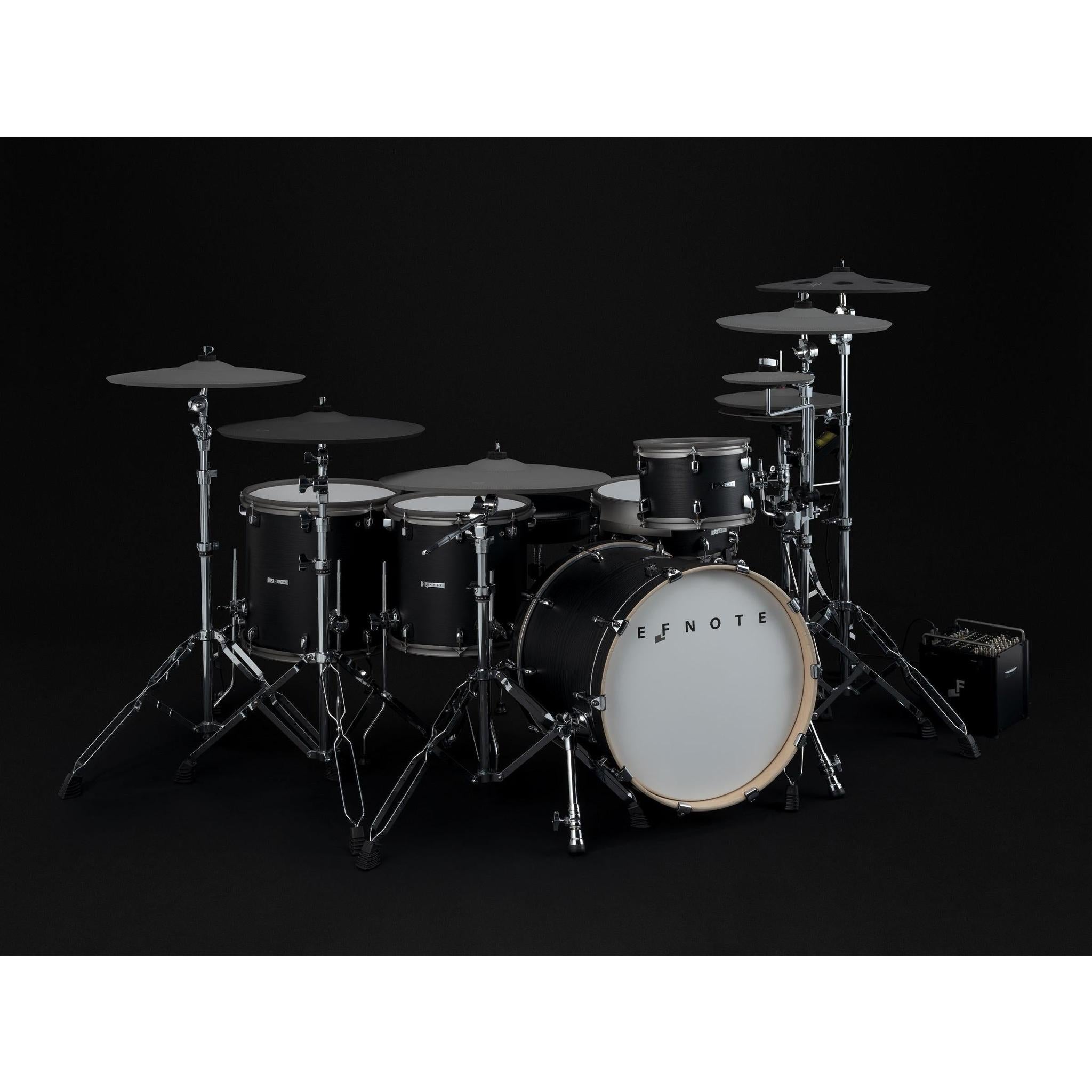 EFNOTE PRO 703X electronic drum kit in black by EFNOTE featuring multiple drum pads and cymbals on stands