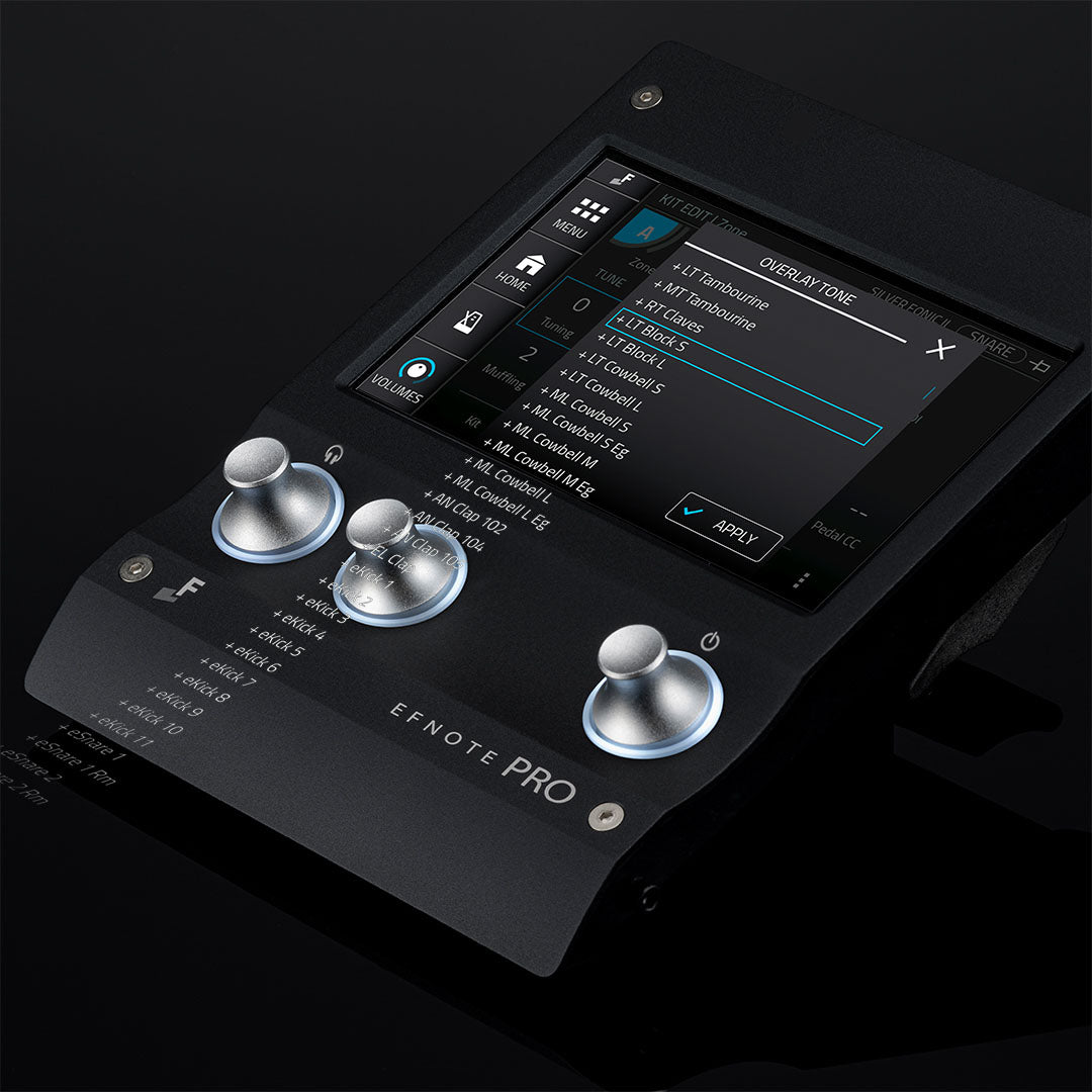 EFNOTE PRO 703X electronic drum module with screen interface and control knobs in black and silver from EFNOTE