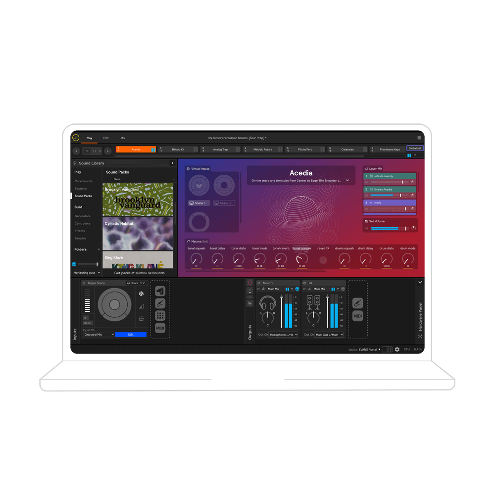 Evans Hybrid Sensory Percussion starterspakket, 1 drumsensor