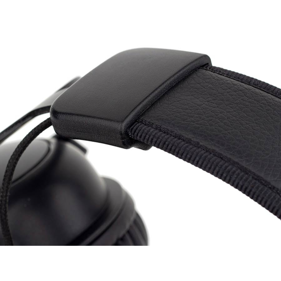 Close-up of black padded headband on Gatt HP-100 Closed Back Professional Monitoring Headphones.