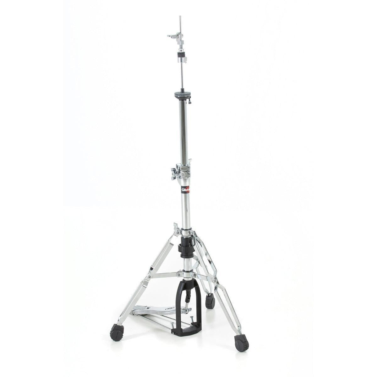 Gibraltar 6000 Series 6707 Double Braced Hi Hat Stand with sturdy double braces and swiveling tripod legs for stability.