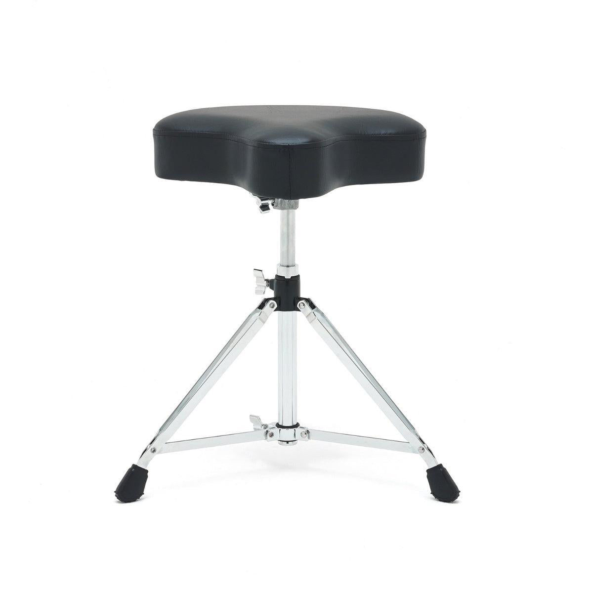 Gibraltar 6608 15,5" Vinyl Motorcycle Drum Throne with black vinyl seat and sturdy double-braced chrome base