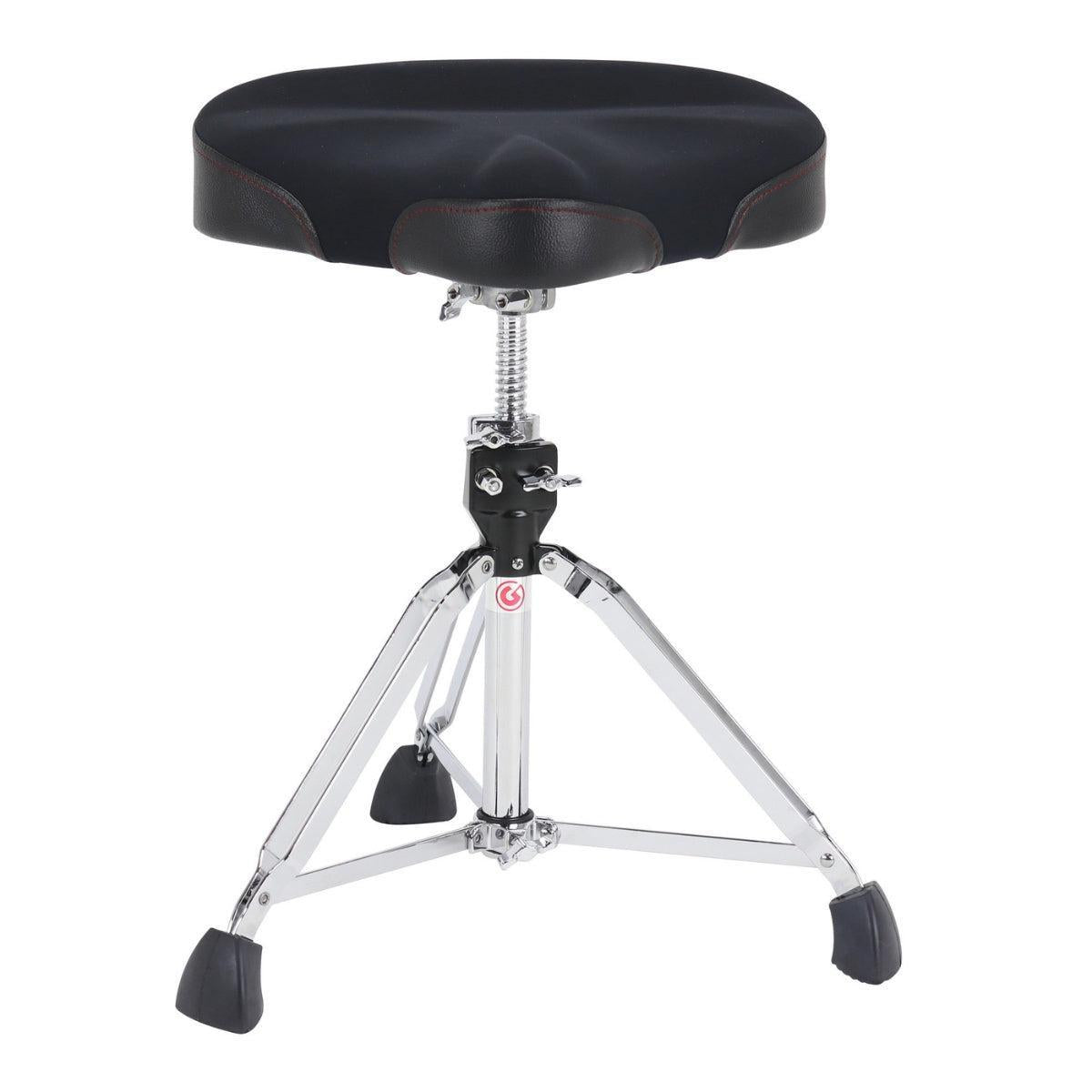 Gibraltar 9608NM 9000 Series 42 cm Neo Saddle Drum Throne with neoprene seat and adjustable chrome tripod base.