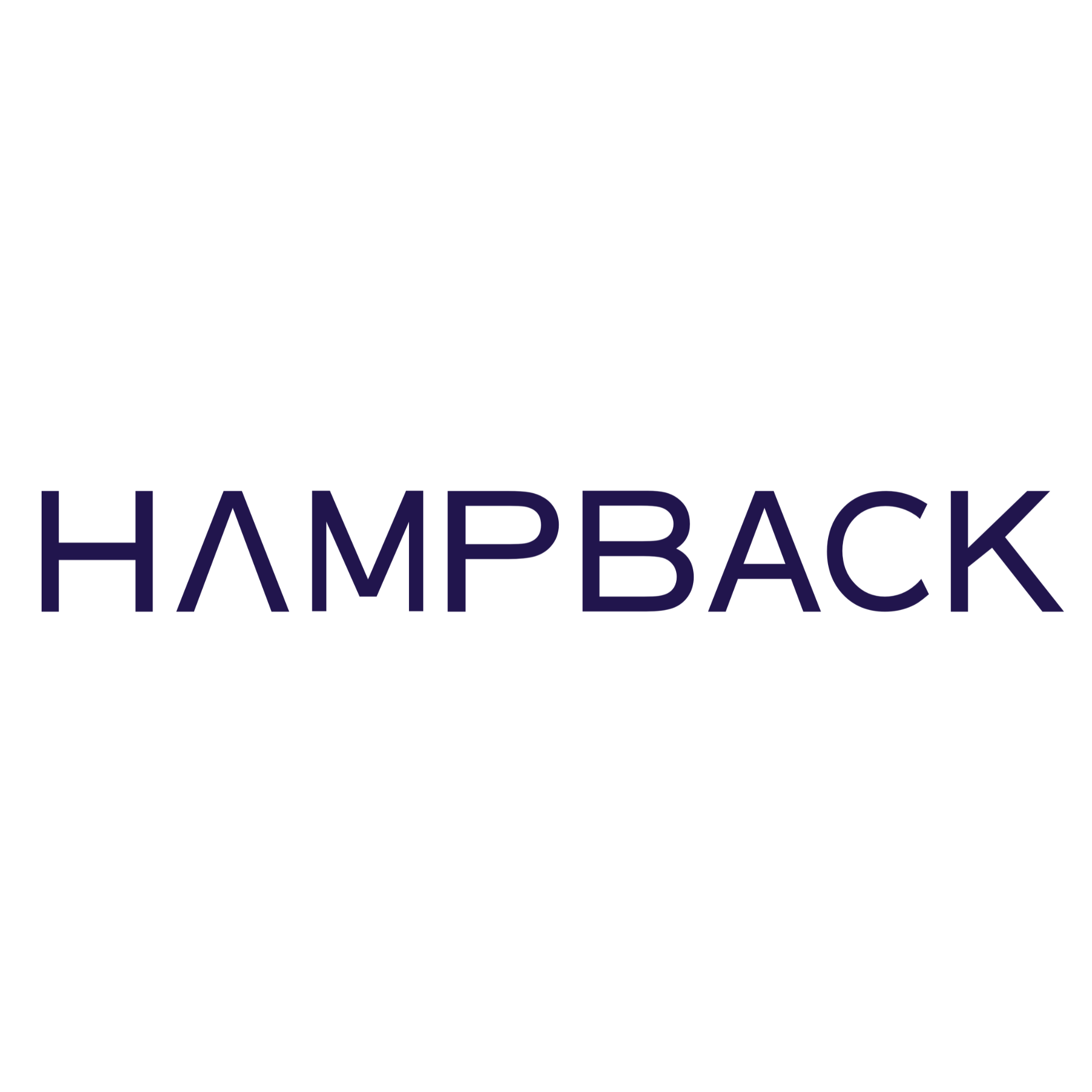 Hampback logo in blue square design for the Hampback SK-50 e-drum amplifier brand identity.