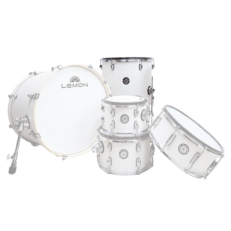Lemon 16 inch wooden mesh head floor tom in white with wooden shell and mesh heads, part of Lemon drum set