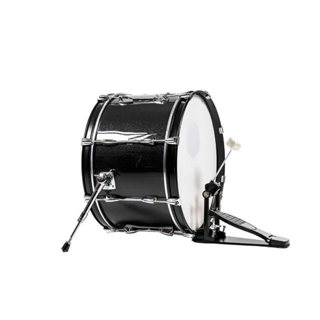 Lemon 16x8” wooden mesh head bass drum w/legs in black with pedal and adjustable leg stands for stability