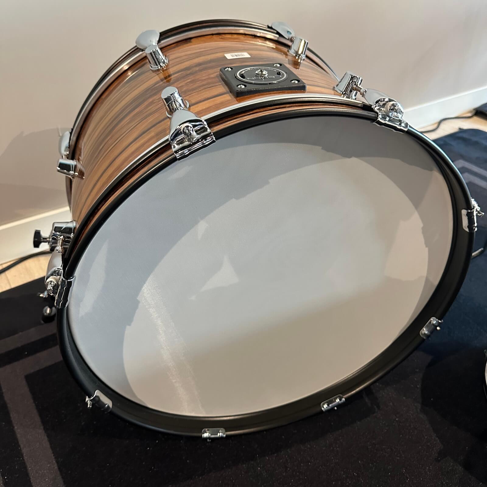 Lemon Dark Wood Grain rock e-drum shell set bass drum with real wood shells and dark brown finish by Lemon