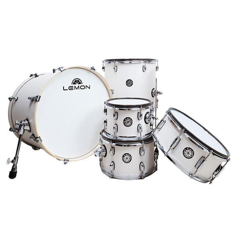 Lemon Fusion Shell Set full-size wooden drums with authentic acoustic look in white finish by Lemon brand
