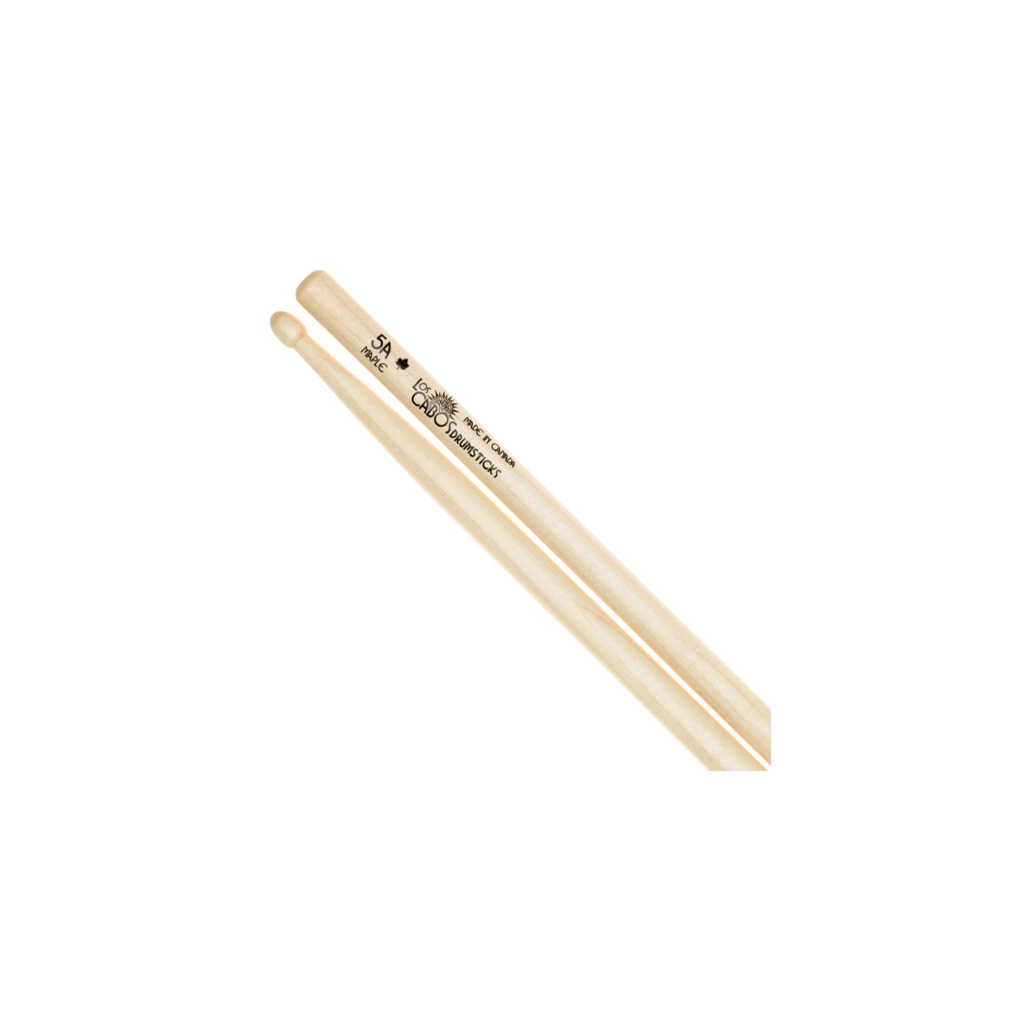 Los Cabos 5A Maple Wood Tip drumsticks made from 100% Canadian maple with balanced lightweight design.