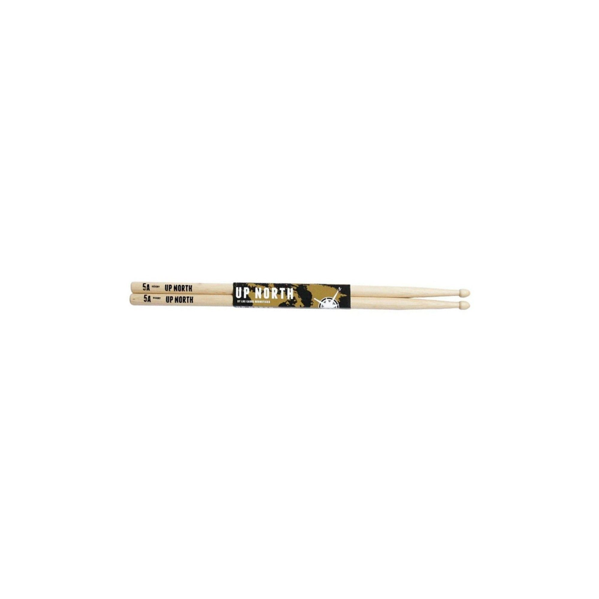Los Cabos Hickory - Up North 5A balanced drumsticks made from 100% Canadian White Hickory with natural olive wood color.