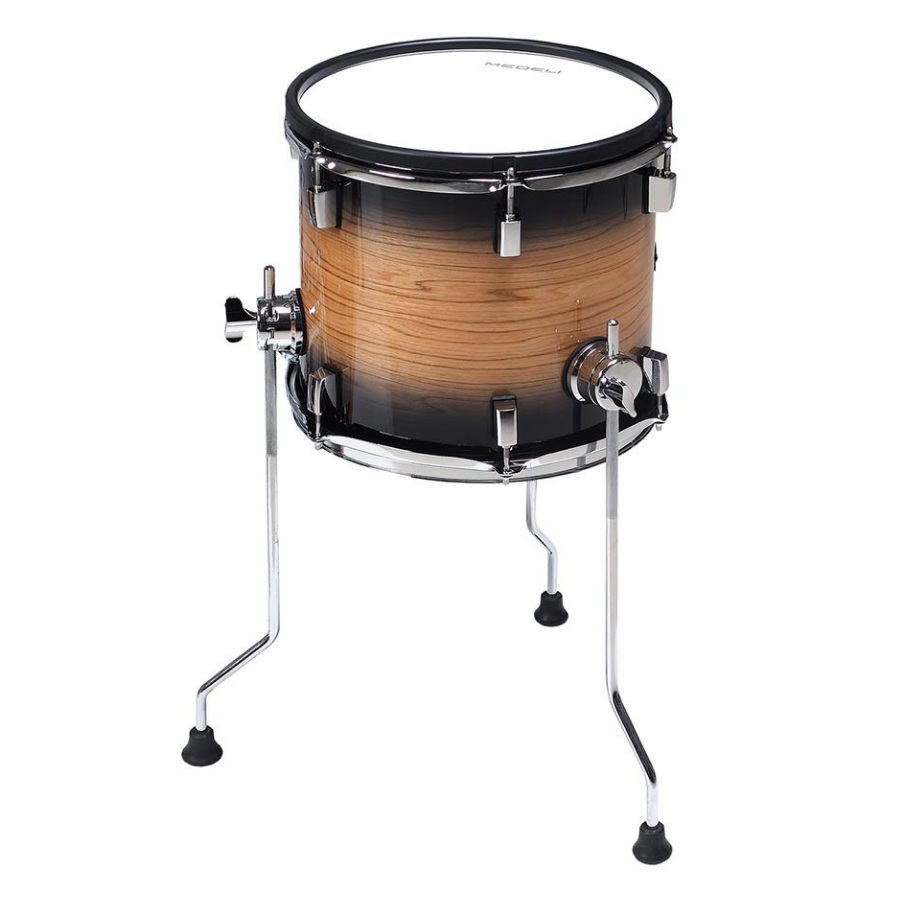 Medeli 12" wooden floor tom DX12F0 with wooden shell and mesh head on chrome legs for quiet practice