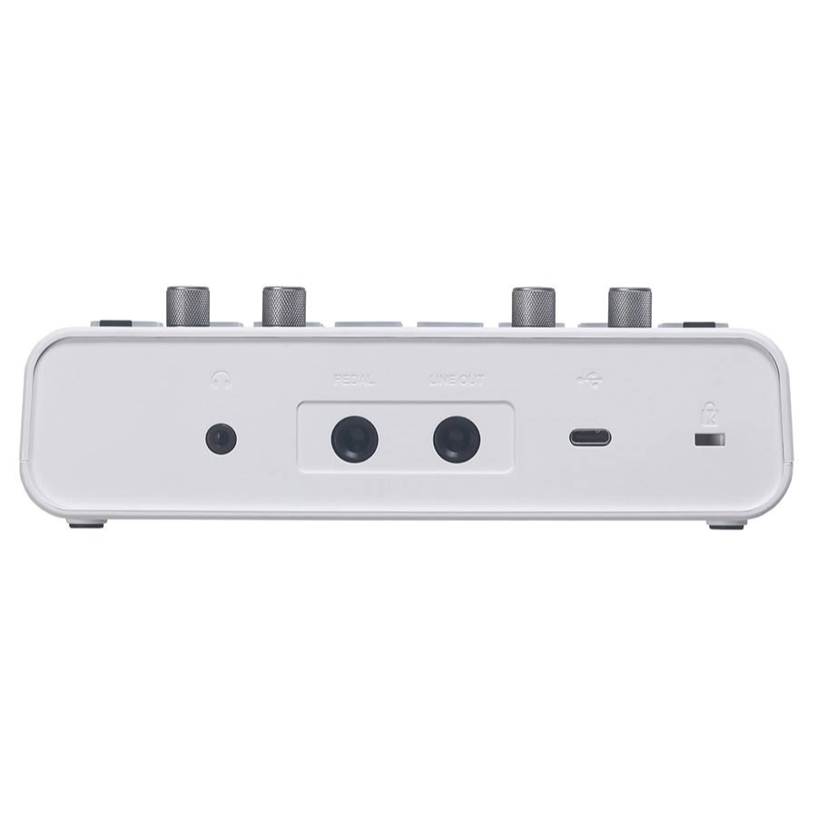Back panel of Medeli MR101S - Portable Rhythm Machine showing various input and output ports by Medeli.